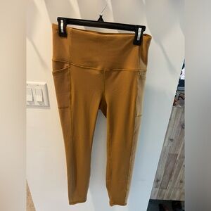 Tan Ribbed Leggings with side pockets